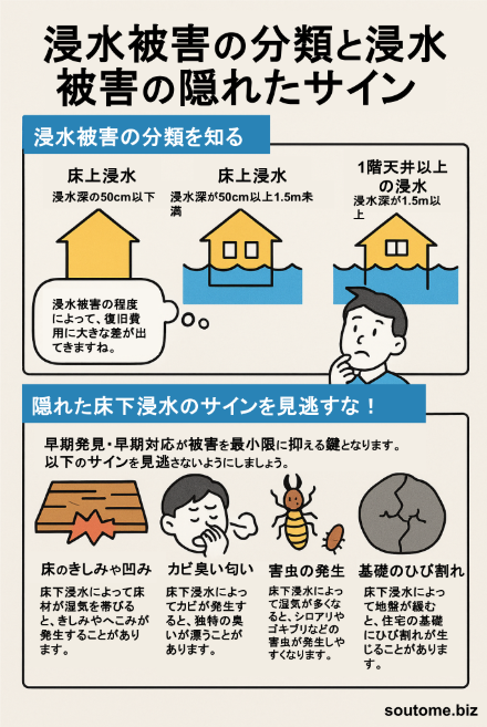 大雨被害での床下浸水、床上浸水とその隠れたサインを解説　